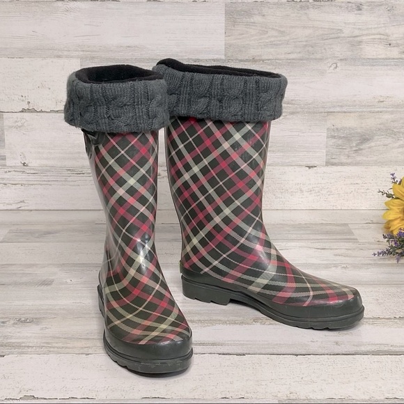 Western Chief Shoes - Western Chief Charcoal Villa Plaid Rain Boots
